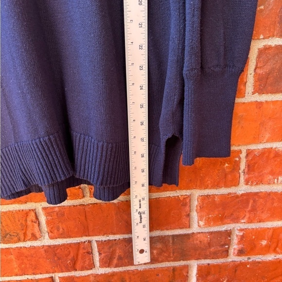 Laure Ralph Lauren Womens Large Navy Wool Blend Turtleneck Sweater Button Sleeve - Picture 7 of 8